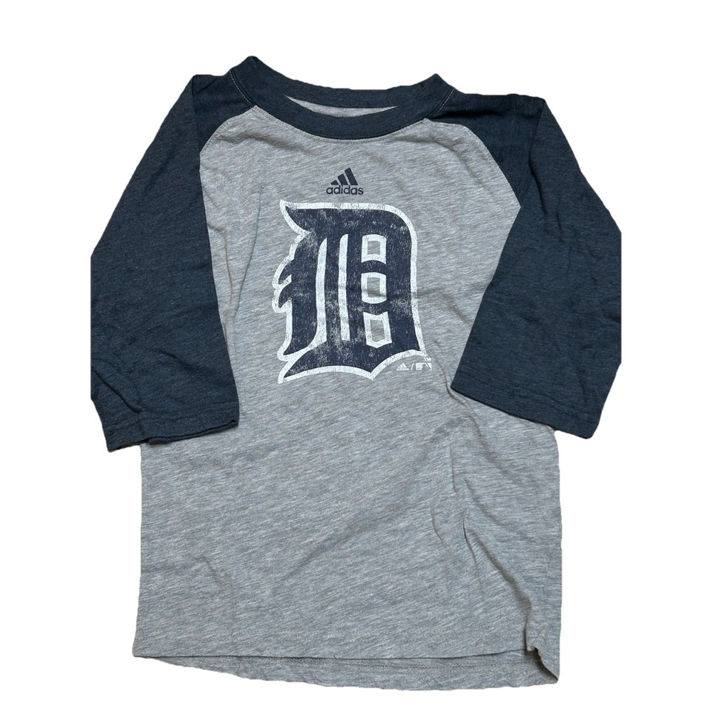 Detroit Tigers MLB Raglan T-Shirt Baseball Style 3/4 Sleeve Youth‎ 8 adidas
